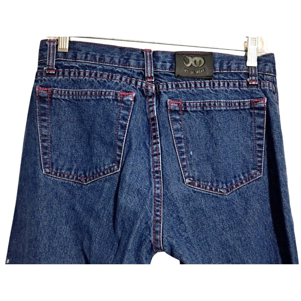 Joe Martino Flared Jeans Womens Size M Blue Cotton Denim Unique Stitch Design Vi - Picture 6 of 16